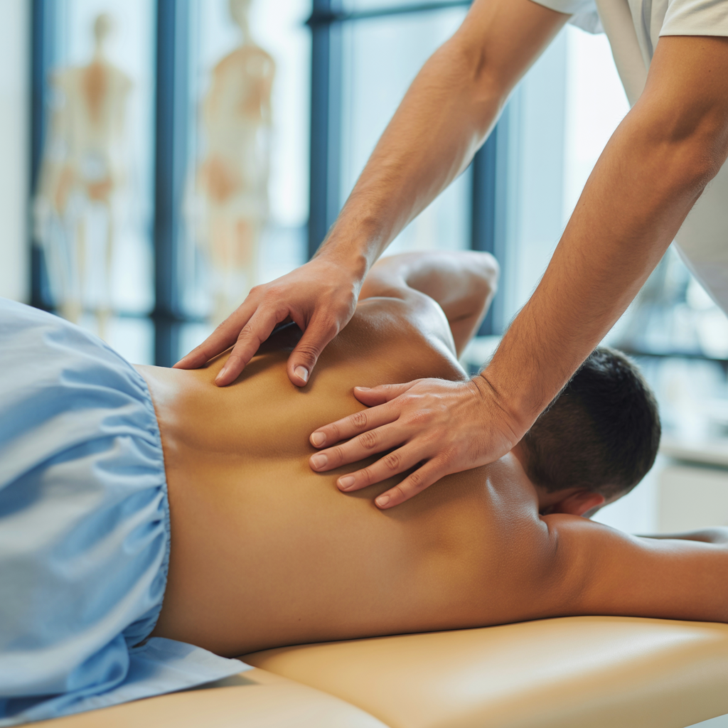 Mann erhält eine Rückenmassage. Rücken gesund, Alltag leichter – Die besten Übungen gegen Verspannungen