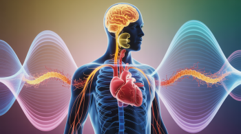 Stress im Körper: Illustration zeigt die körperliche Stressreaktion mit aktivem Gehirn, Herzschlag und Hormonen