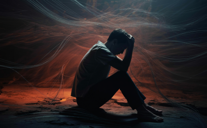 Wie Stress das Gehirn verändert – Person unter Stress mit Überforderung und mentalem Druck dargestellt